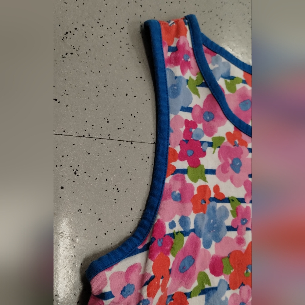 Lands' End floral Flower Sleeveless Multicolor Cotton Tank Dress Small 7-8 Girl - Picture 6 of 10